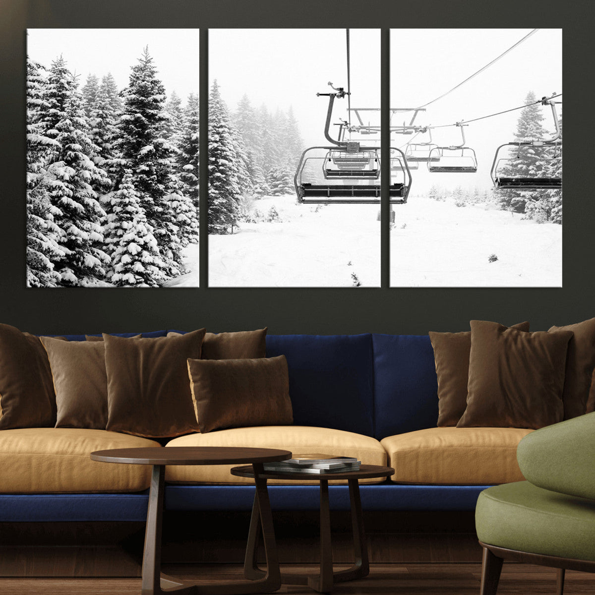 Ski Wall Art - Ski Lift Wall Art Canvas Print Snow Covered