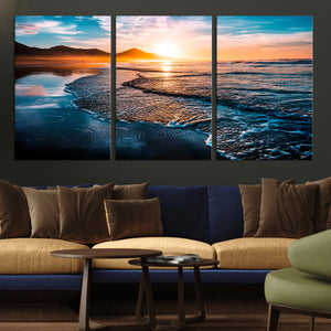 Sunset Beach Ocean Canvas Wall Art – Tranquil Ocean