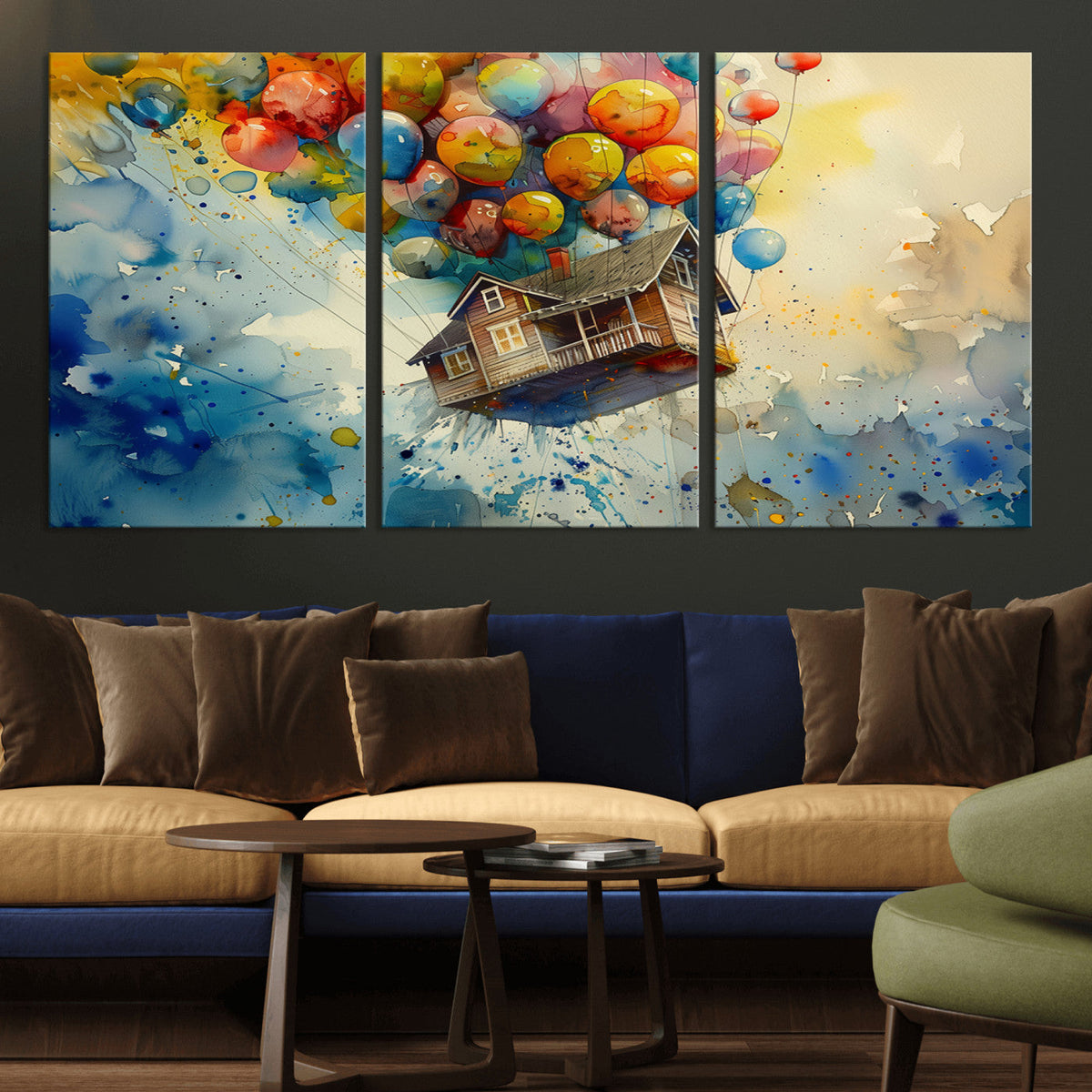 UP-Inspired Floating House with Balloons Canvas Art –
