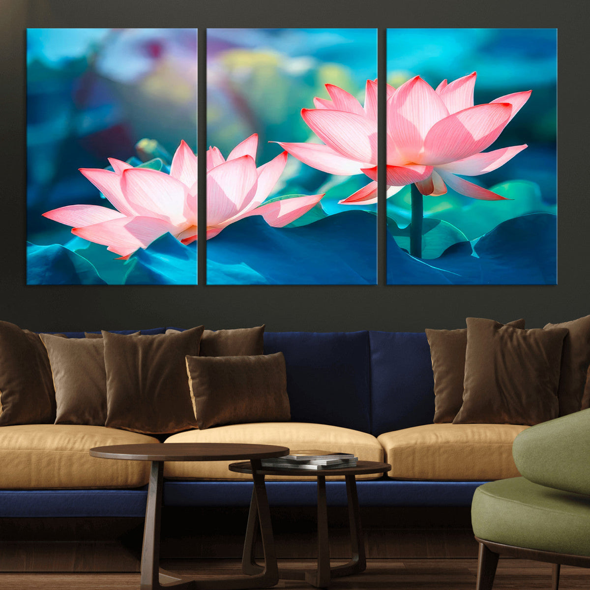 Pink Lotus Flower Canvas Wall Art | Vibrant Floral Wall