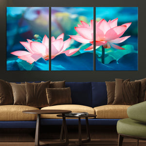 Pink Lotus Flower Canvas Wall Art | Vibrant Floral Wall