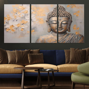 Abstract Buddha Statue Wall Art Canvas Print - Modern