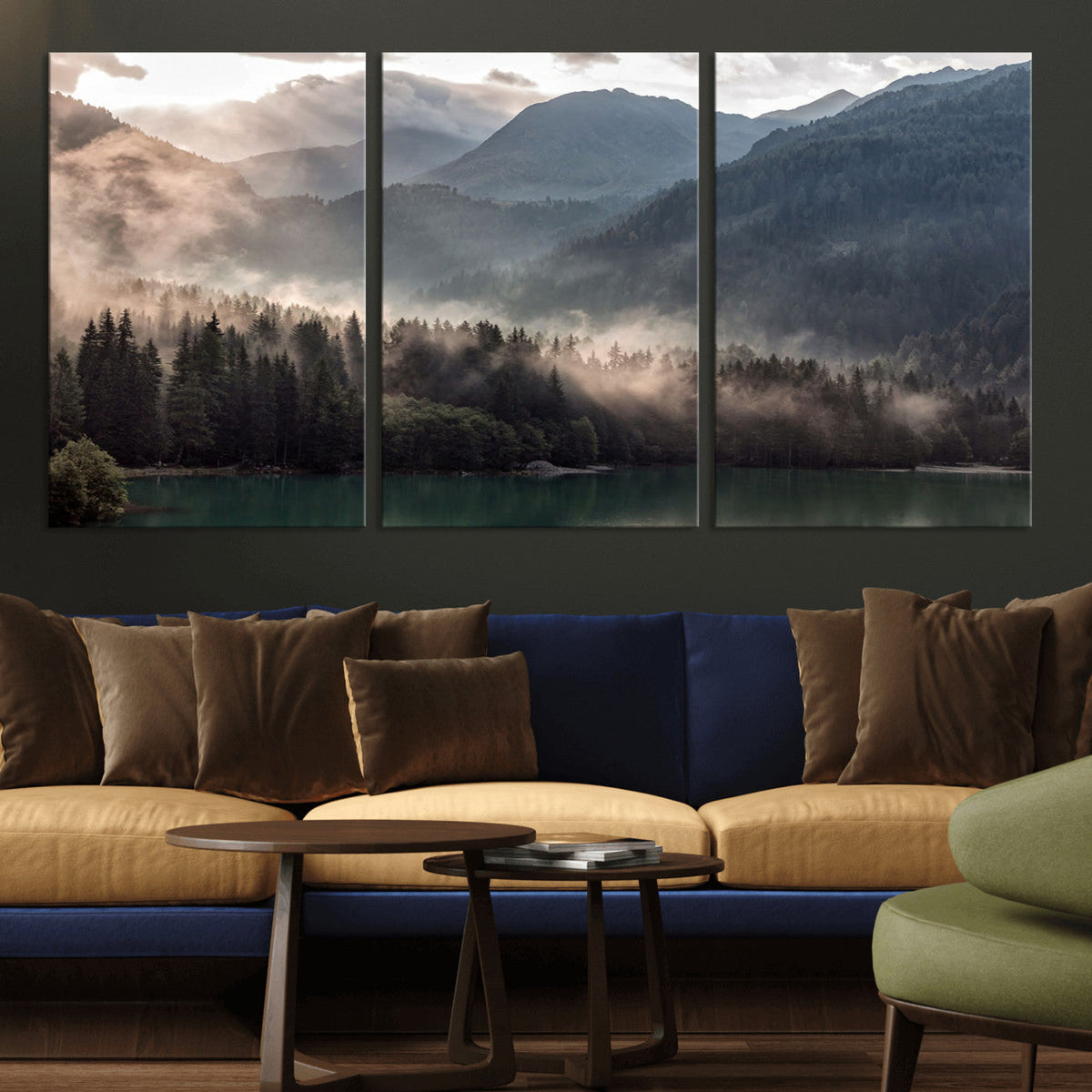 Foggy Mountain Canvas Print Forest Wall Art