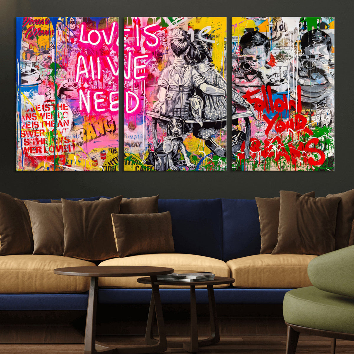 Follow Your Dreams & Love is All We Need Graffiti Street Art