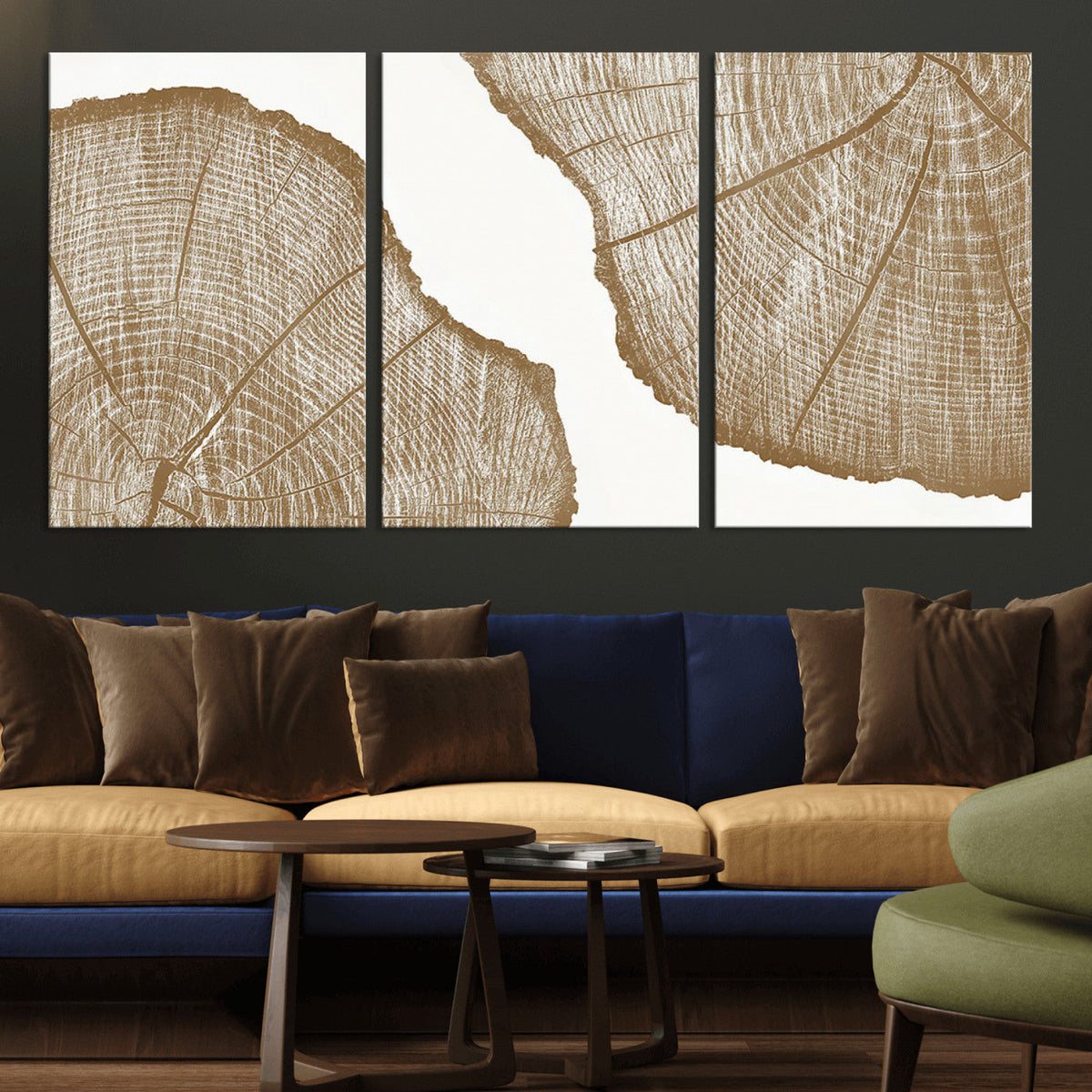 Rustic Brown Tree Ring Wall Art Canvas Print – Framed and