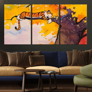Calvin and Hobbes Tree Scene Canvas Print | 3 Panel Large