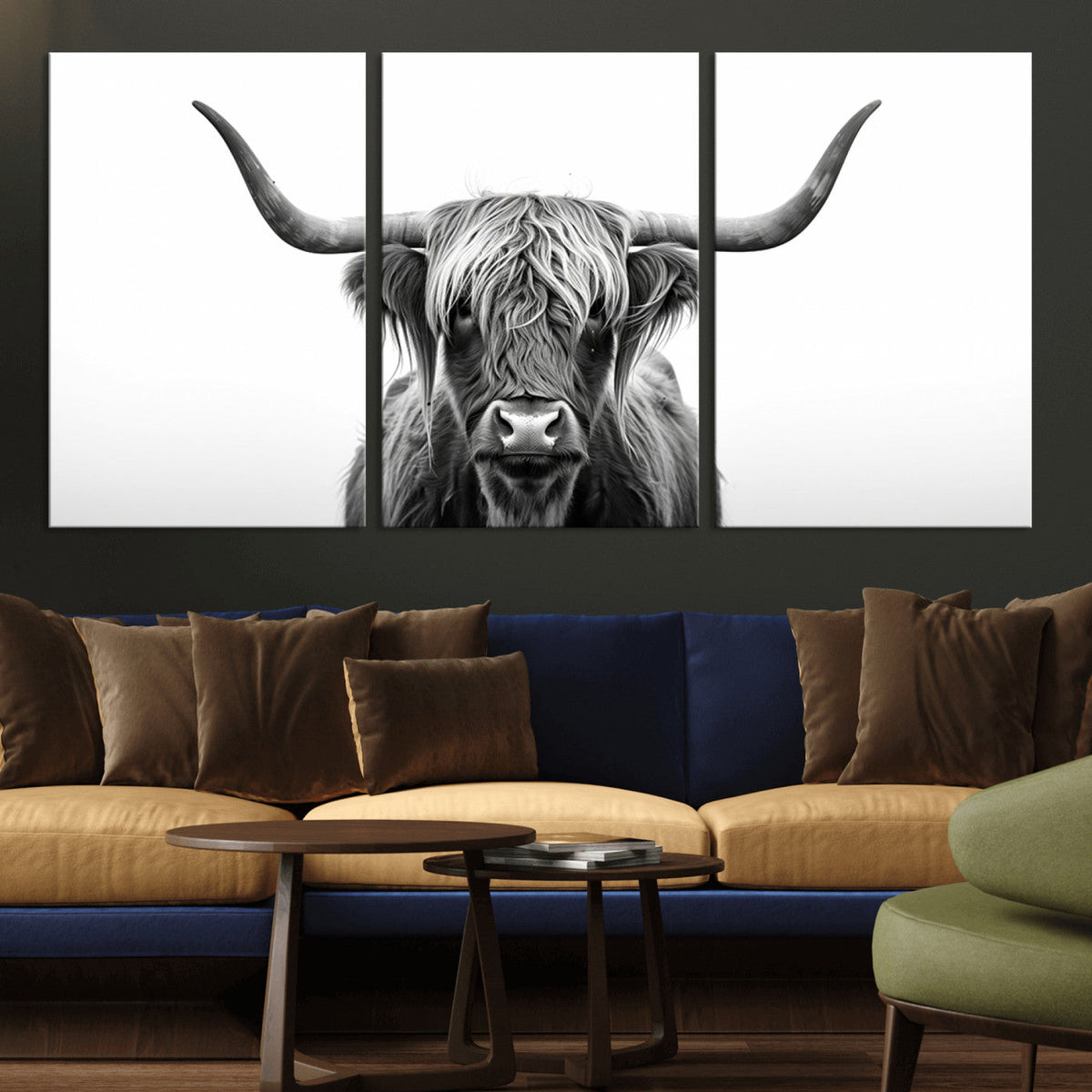 Highland Wall Art Canvas Print – Minimalist Black and White