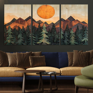 Sunset Mountain Landscape Canvas Wall Art Print - Nature