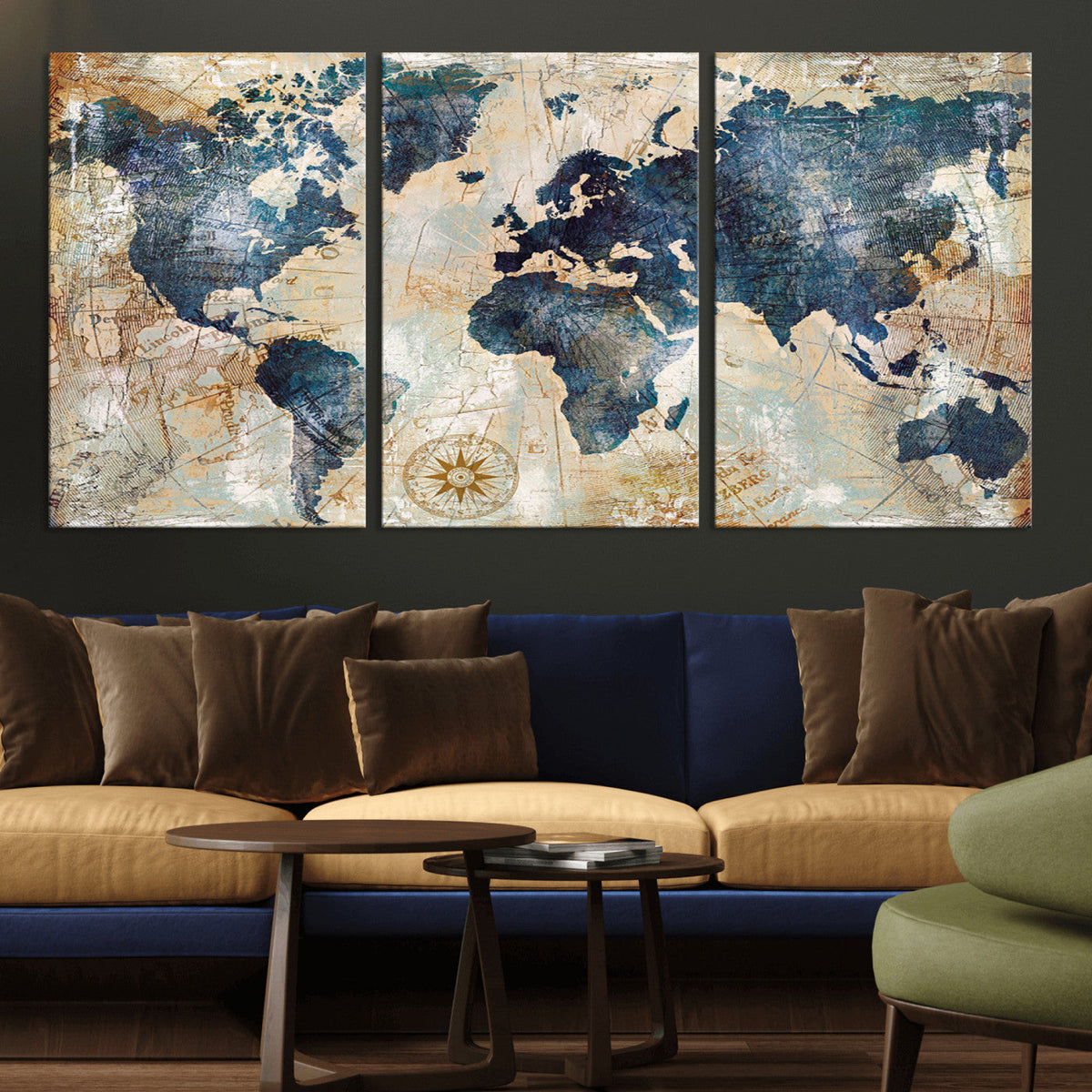 World Map Canvas Print – Framed Wall Art for Couples,