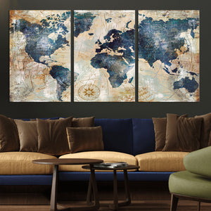World Map Canvas Print – Framed Wall Art for Couples,