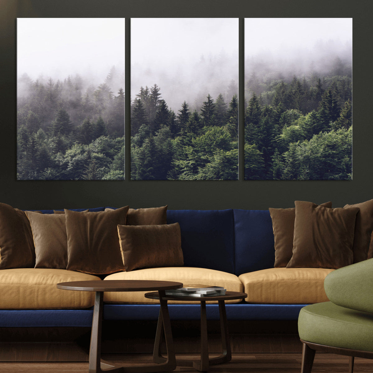 Misty Forest Wall Art | Foggy Forest Canvas Print | Large