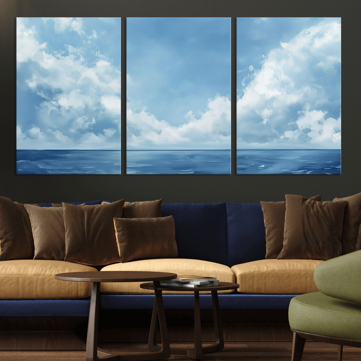Abstract Ocean Print Artwork- Serene Blue Ocean Canvas Wall