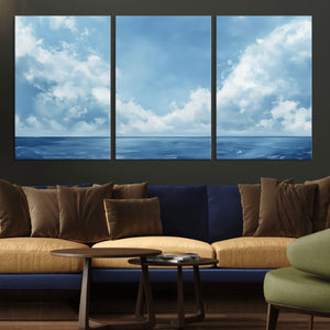 Abstract Ocean Print Artwork- Serene Blue Ocean Canvas Wall