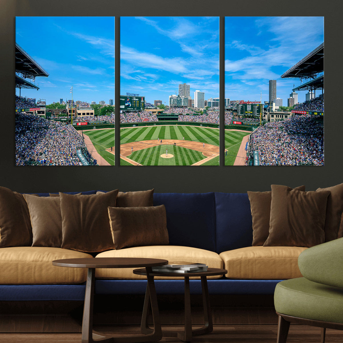 Wrigley Field Chicago Cubs Panoramic Art Multi-Piece Canvas