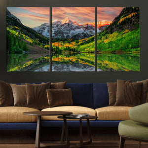 Maroon Bells Lake Wall Art Canvas Print – Framed Majestic