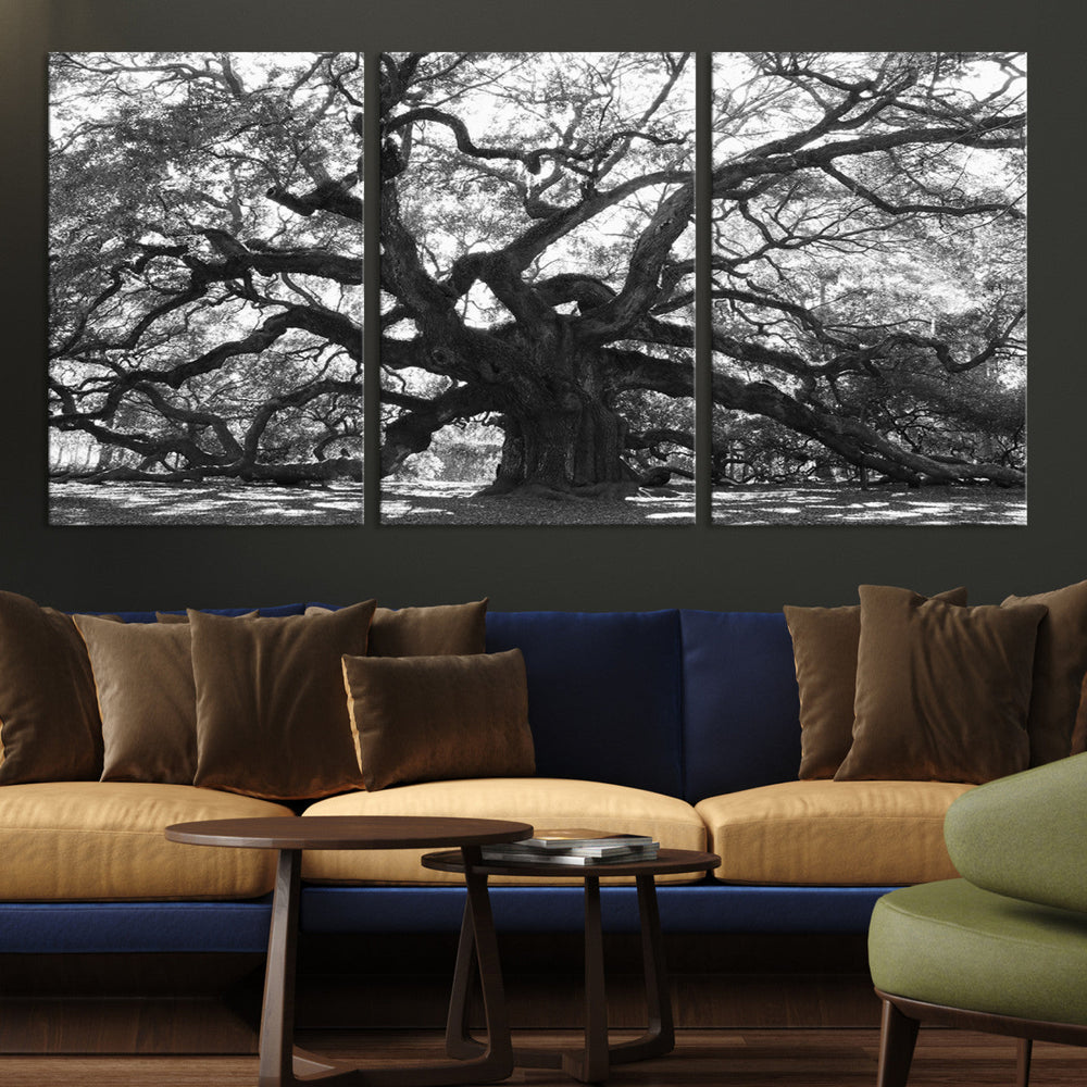 Ancient Oak Wall Art Canvas Print, Majestic Twisted Branches