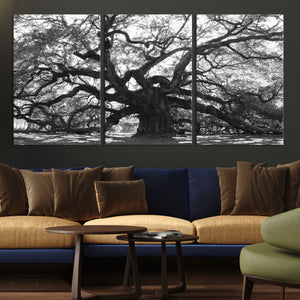 Ancient Oak Wall Art Canvas Print, Majestic Twisted Branches