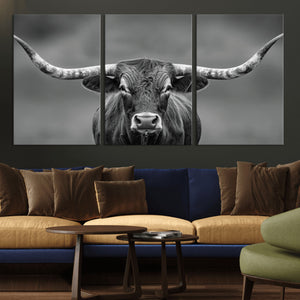 Texas Longhorn Wall Art Canvas Print – Framed Western Bull