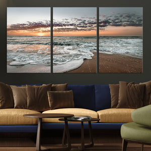 Ocean Sunset Wall Art Canvas Print – Framed Beach Waves