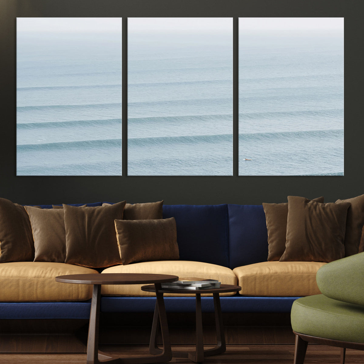Ocean Waves Wall Art Canvas Print – Framed Solo Surfer Wave