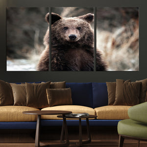 Brown Bear Wall Art Canvas Print – Framed Majestic Woodland