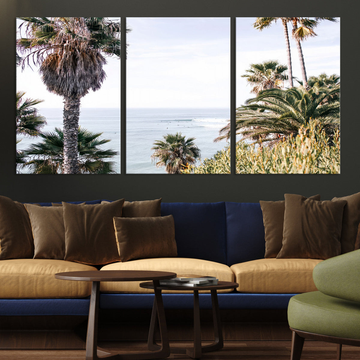 Coastal Palm Trees Wall Art Canvas Print – Framed Ocean