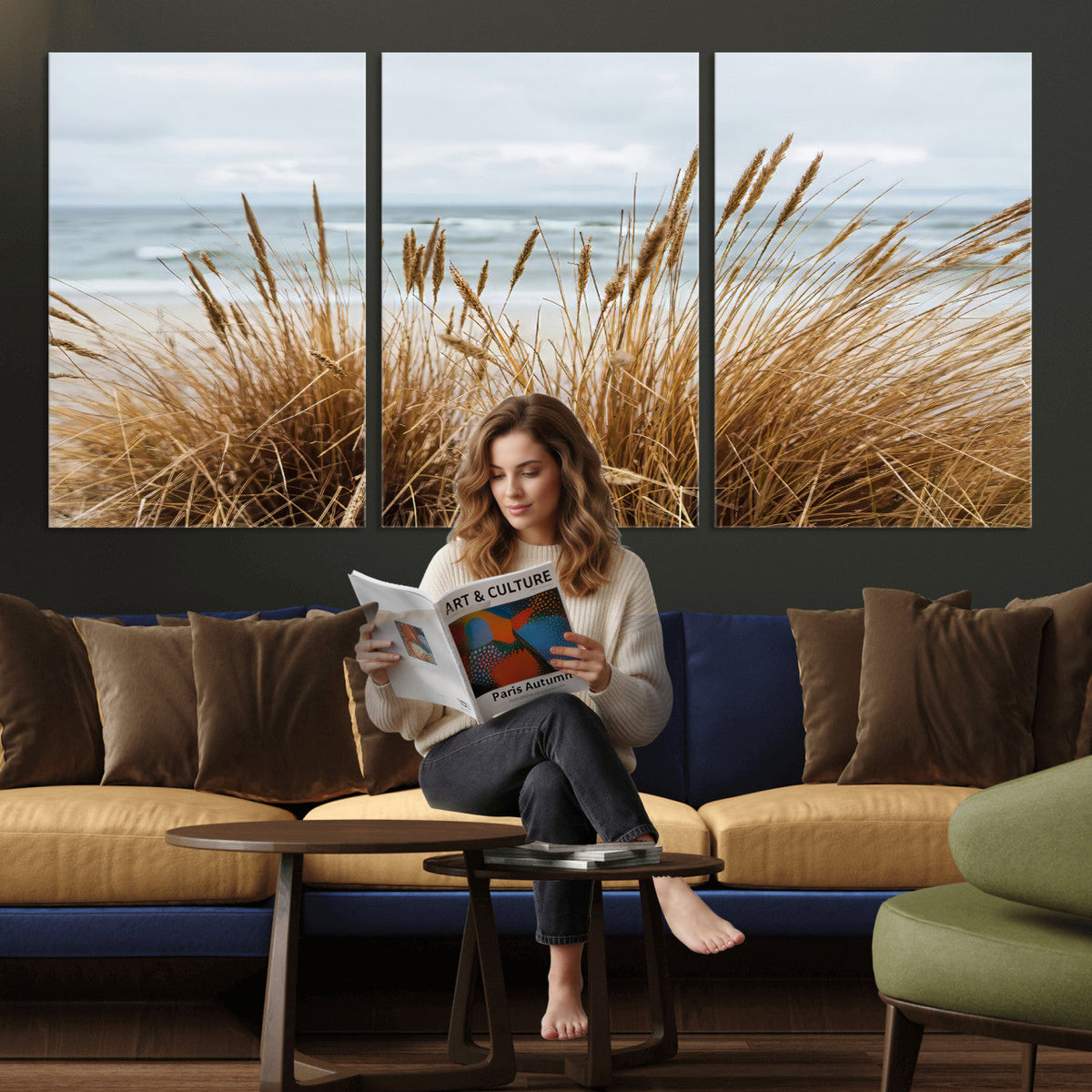 Beach Grass Wall Art Canvas Print – Framed Coastal Dunes Art
