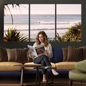 Ocean Surfer Wall Art Canvas Print – Framed Coastal Surf Art