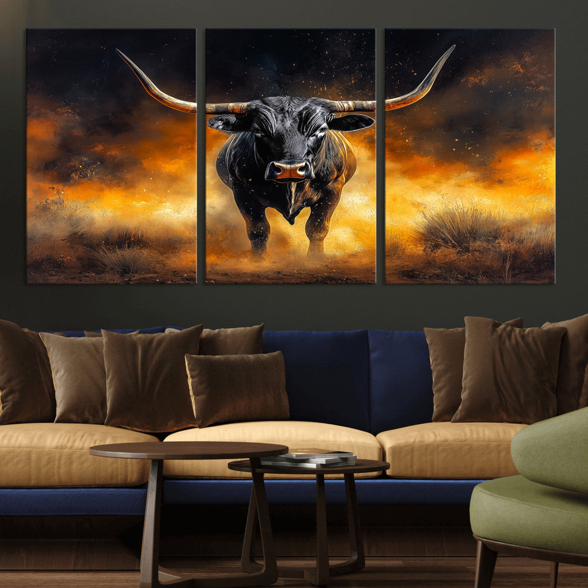 Longhorn Canvas Wall Art Canvas Print – Framed Bold Bull