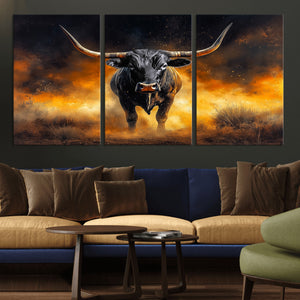 Longhorn Canvas Wall Art Canvas Print – Framed Bold Bull