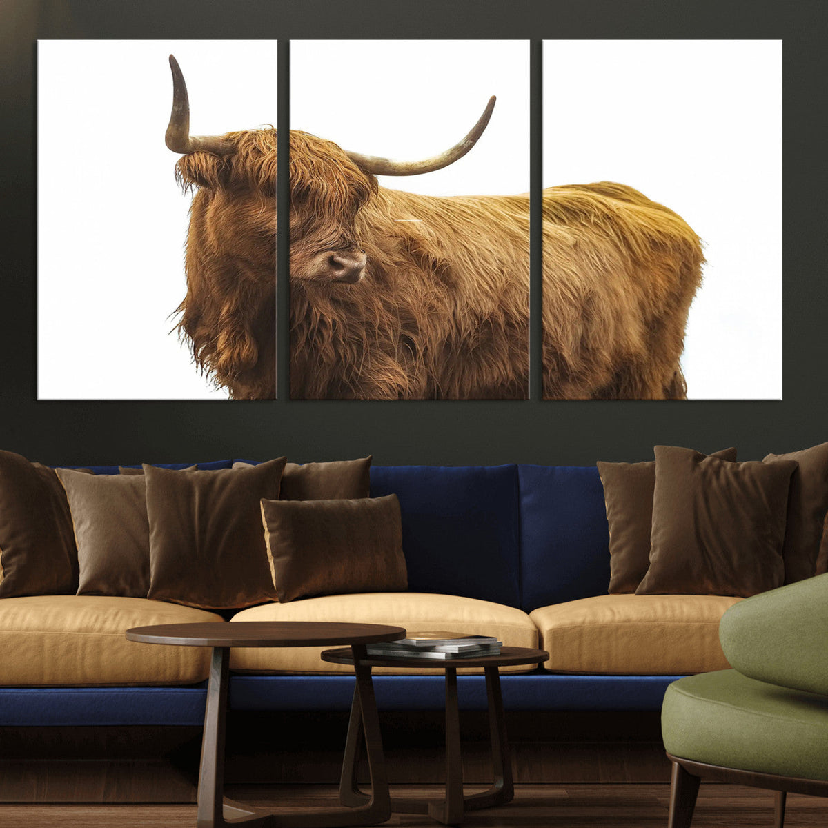 Highland Cow Wall Art Canvas Print – Framed Farmhouse Rustic