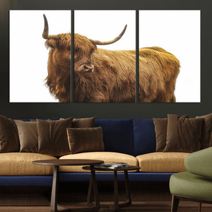 Highland Cow Wall Art Canvas Print – Framed Farmhouse Rustic