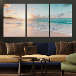 Beach Sunset Wall Art Canvas Print – Framed Ocean Waves