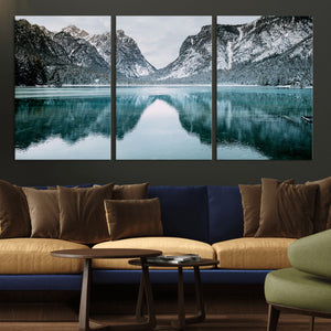 Mountain Lake Wall Art Canvas Print – Framed Toblacher See