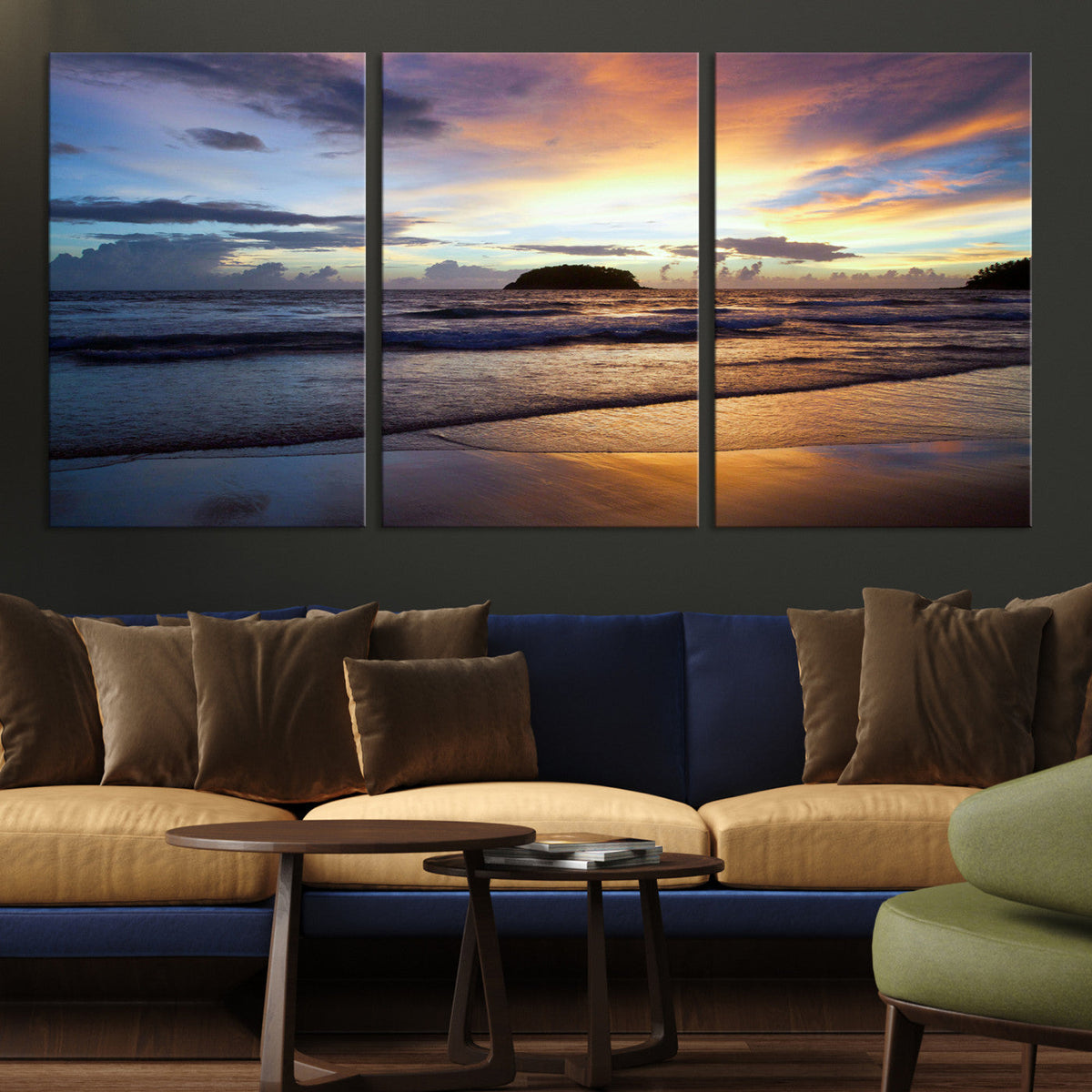 Beach Sunset Wall Art Canvas Print – Tropical Ocean Waves
