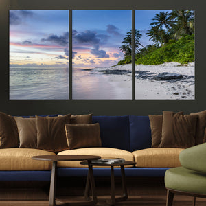 Tropical Beach Wall Art Canvas Print – Framed Sunset Glow