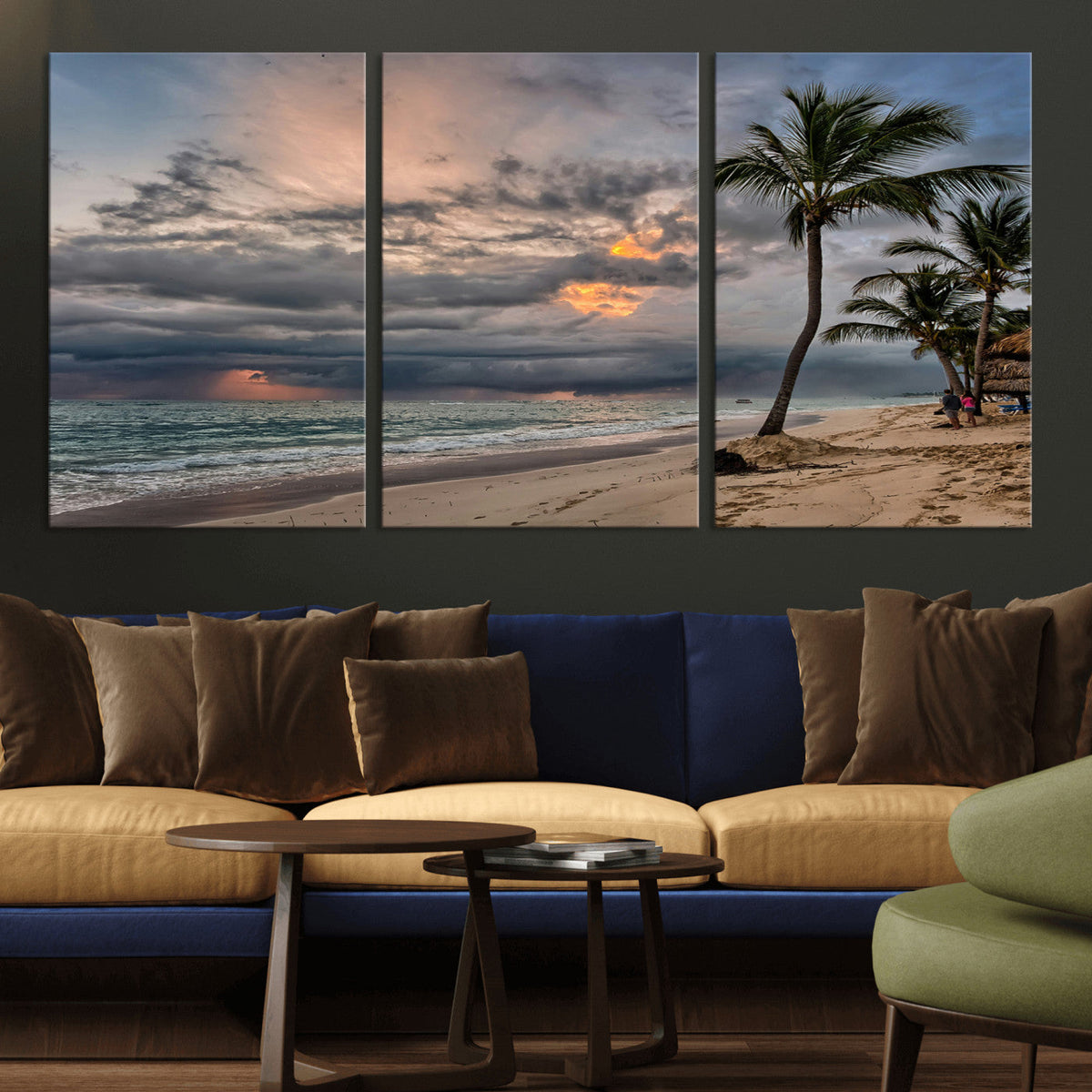 Tropical Storm Wall Art Canvas Print – Framed Moody Beach