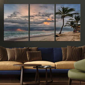 Tropical Storm Wall Art Canvas Print – Framed Moody Beach