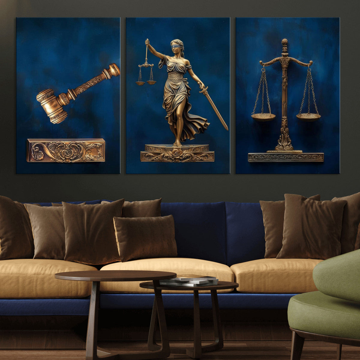 Lady Justice Wall Art Canvas Print – Elegant Gold Legal