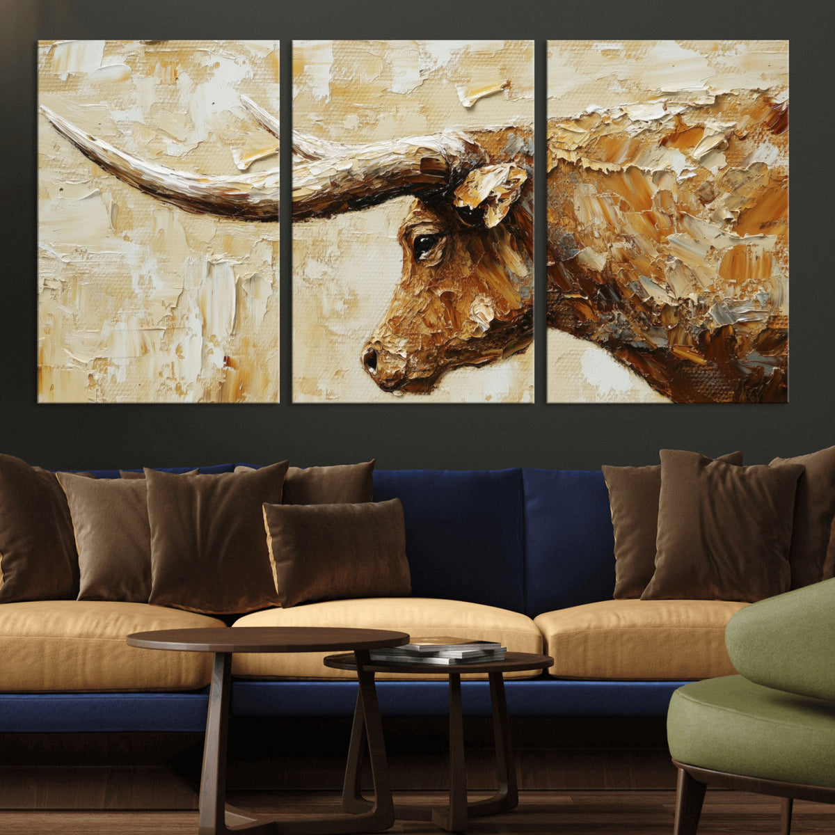 Rustic Longhorn Bull Wall Art Canvas Print – Vintage Western