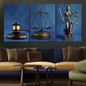Legal Justice Wall Art Canvas Print – Gavel, Scales & Lady
