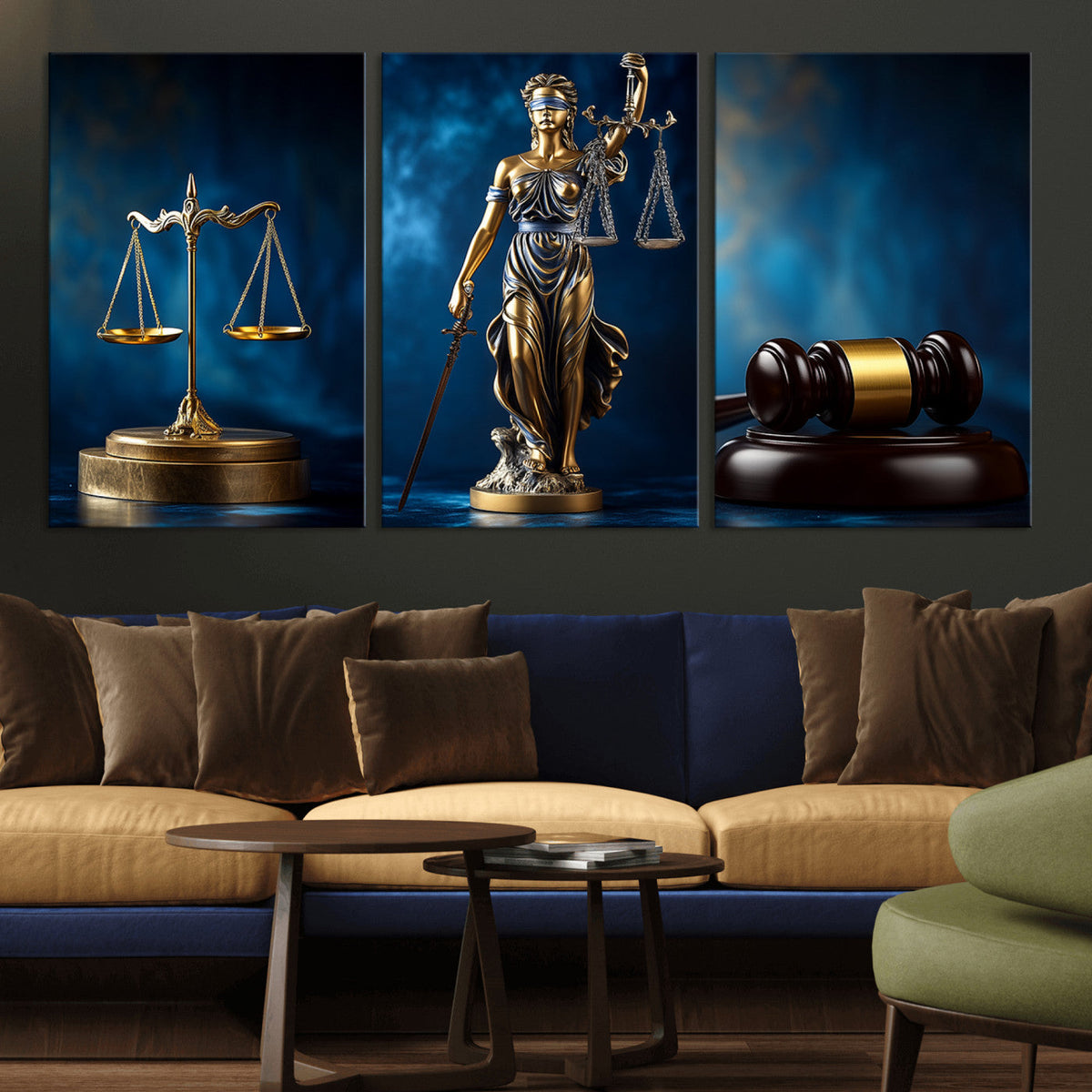 Lady Justice Wall Art Canvas Print – Elegant Gold Legal
