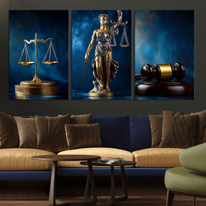Lady Justice Wall Art Canvas Print – Elegant Gold Legal