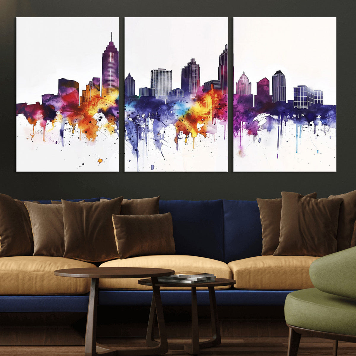 Atlanta Skyline Wall Art Canvas Print – Framed Colorful