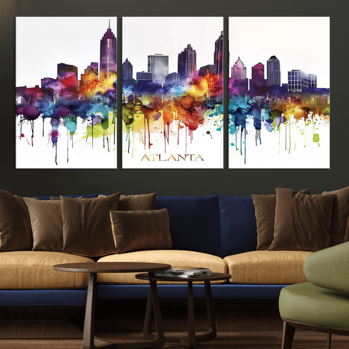 Atlanta Skyline Wall Art Canvas Print – Framed Colorful
