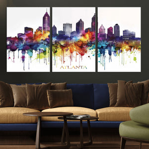 Atlanta Skyline Wall Art Canvas Print – Framed Colorful