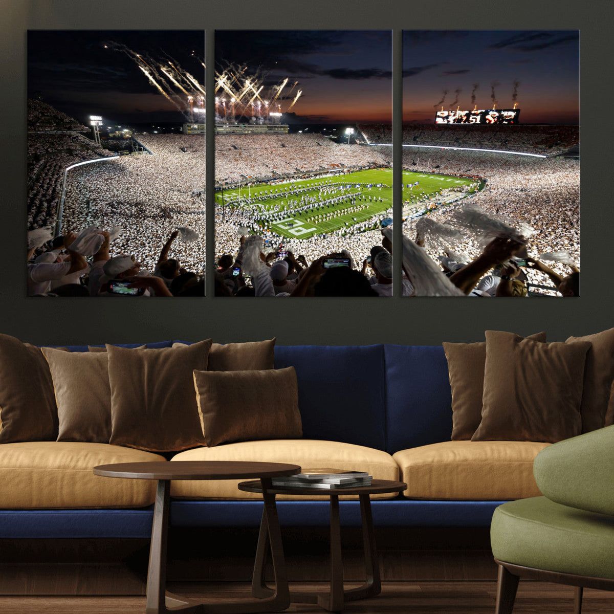 Penn State Stadium Wall Art – White Out Football Game Canvas
