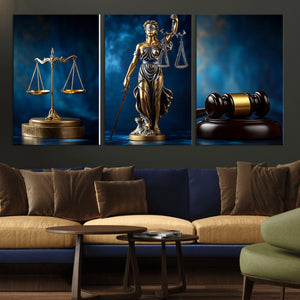 Justice Scales Statue Wall Art, Lady Justice Canvas Print,