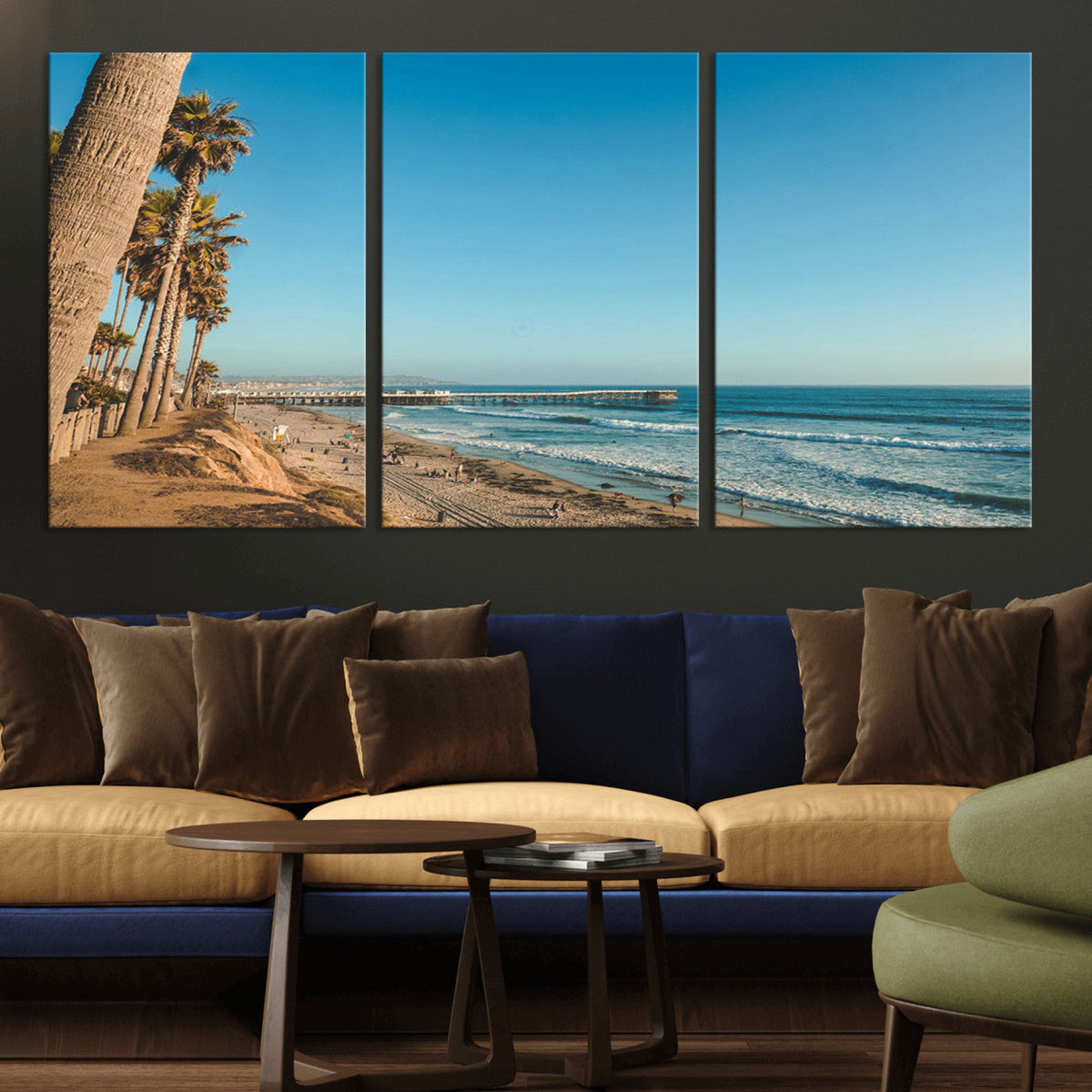 Scenic Beach Wall Art Canvas Print – Tall Palm Trees, Sandy