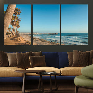 Scenic Beach Wall Art Canvas Print – Tall Palm Trees, Sandy